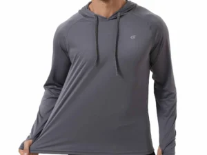 Summer Men's Long Sleeve UPF 50+ Hoodie Shirts, Rash Guard Quick Dry Lightweight T-shirt for Outdoor Jogger Sport Pullover
