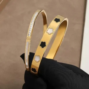 RAKOL Miniamlist Five Leaf Flower Inlay 316L 18k Gold Plated Bracelets For Women Stainless Steel Jewelry Street Style Bracelets - Image 5