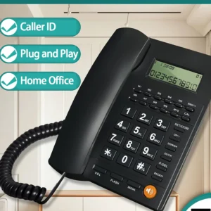 Desk Corded Telephone With Display For Home/Hotel/Office Support Music On Hold Landline Phone Corded - Image 3
