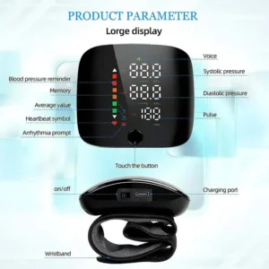 New LED Wrist Blood Pressure Monitor Rechargeable English Voice Broadcast Sphygmomanometer Tonometer BP Monitor - Image 7