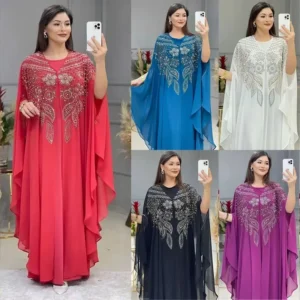 2 PCS Set Plus Size African Party Dresses for Women Chiffon Boubou Ankara Dashiki Outfit Dubai Kaftan Abaya Robe Marocaine Femme - Image 3