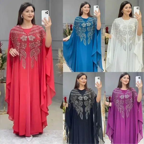 2 PCS Set Plus Size African Party Dresses for Women Chiffon Boubou Ankara Dashiki Outfit Dubai Kaftan Abaya Robe Marocaine Femme - Image 3