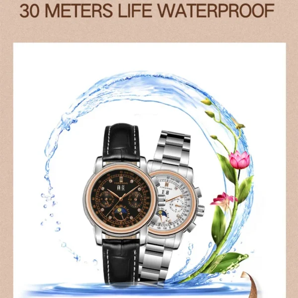 2024FORSINING Women Automatic Mechanical Fashion Luxury Wrist Watches Ladies Diamond Moon Phase Multifunctional Relogio Feminino - Image 5