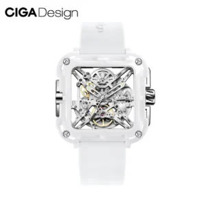 CIGA Design X Series Automatic Movement Couple Watches for Men Women White Ceramic Luminous Skeleton Mechanical Wristwatches
