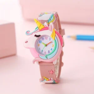 【Watch+Bracelet】Kegllect New Children's Cartoon Pattern Unicorn Silicone Bead Bracelet Set Student - Image 7
