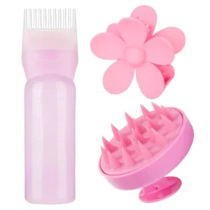 Silicone Shampoo Brush Scalp Massager Hair Dye Comb Shampoo Bottle Flower Hair Clip Hairdressing Set Bath Scalp Massage Brush - Image 3