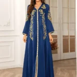 Eid Muslim Dress for Women Abaya Beading V Neck Lace-up Jalabiya Party Dresses Kaftan Vestidos Largos Long Robe Arab Dubai 2024