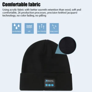 Wireless Bluetooth Music Hat Outdoor Knitted hat Headphone Winter Warm Beanie Speaker Removable Cap For Cycling Running Yoga - Image 7