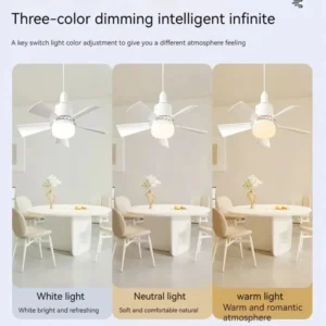 LED Ceiling Fan With Light E27 Socket Remote Control Dimmable 30W Modern Smart Wireless Fans Lighting For Bedroom Garage Kitchen - Image 5