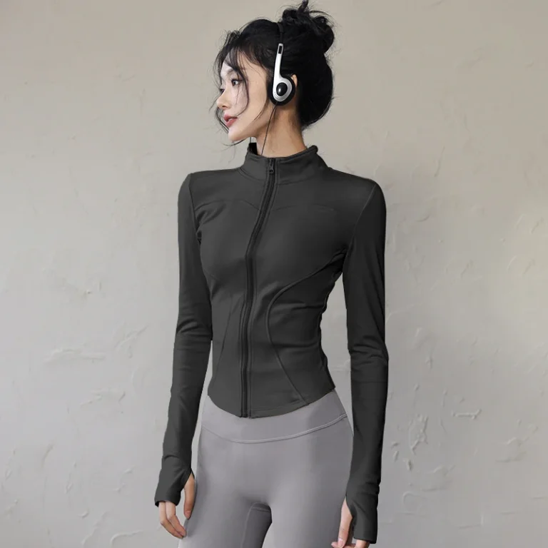 Long Sleeve Sports Jacket Women Zip Fitness Yoga Shirt Winter Warm Gym Top Activewear Running Coats Workout Clothes For Cycling - Image 5