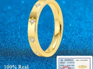 14K Golden Couples Ring Simple Real AU585 Gold Finger Rings GRA Certified Moissanite Wedding Band Engagement Fine Jewelry