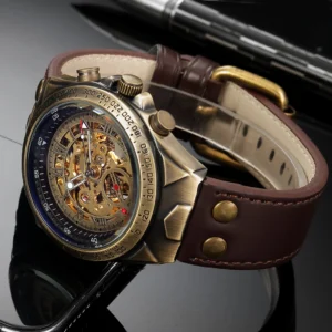 Wrist Watch For Men Waterproof Automatic Mechanical Watch Men's watch Retro montre homme with Genuine Leather relogio masculino - Image 6