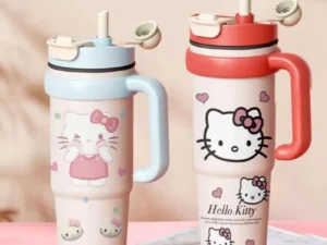 1000Ml Sanrio Hello Kitty Thermal Straw Cup Kawaii Large Capacity Insulated Cup Coffee Milk Cup Anime Cartoon Portable New Style