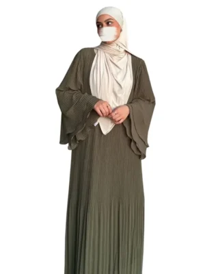 Eid Muslim Dress for Women Pleated Flare Sleeve Jalabiya Kaftan Islam Vestidos Arab Long Robe Ramadan Morocco Dubai Abayas 2024 - Image 6