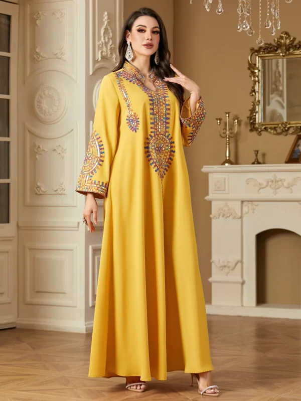 2025 Siskakia Ramadan Muslim Women's Embroidered Loose abaya Dresses For Women Gala Morocco Dubai Elegant Casual Kaftan - Image 5