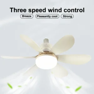 Home E27 Base Ceiling Fan Light with 30W LED Night Lights 3 Adjustable Lighting Modes Remote Control High Wind Power Ceiling Fan - Image 7