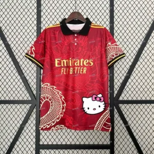 2025 Limited Edition Hello Kitty Dragon Pattern Football Jersey Short Sleeve Casual Men's Women Street Oversize Unisex Polo Tops - Image 3