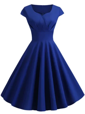Pink Summer Dress Women V Neck Vintage Robe Elegant Retro pin up Party Office Midi Dresses - Image 5