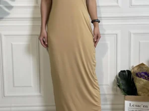 Under Abaya Long Dress Nida Sleeveless Islamic Clothing Women Dubai Turkish Muslim Underwear Base Layer Robe Casual Modesty