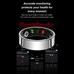 R09 Smart Ring with Charging Case Waterproof Health Fitness Rings Heart Rate Blood Oxygen Sleep Monitoring Ring for Men Women - Image 4
