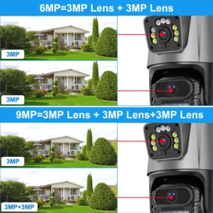 9MP WiFi Camera Outdoor8X Zoom Security Camera 4K Video Surveillance Three Lens Dual Screen PTZ ICsee Alexa NVR Security CCTV - Image 7