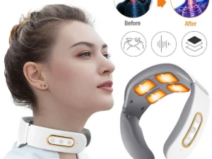 Electric Neck Shoulder Pulse Massager Kneading 4 Head TENS Magnetic Pulse Heating Cervical Vertebra Relax Pain Relief Massage