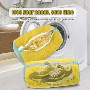 Machine Washable Shoe Washing & Drying Bag with Soft Fiber - Durable Polyester Laundry Protector for Shoes Adjustable Strap - Image 3