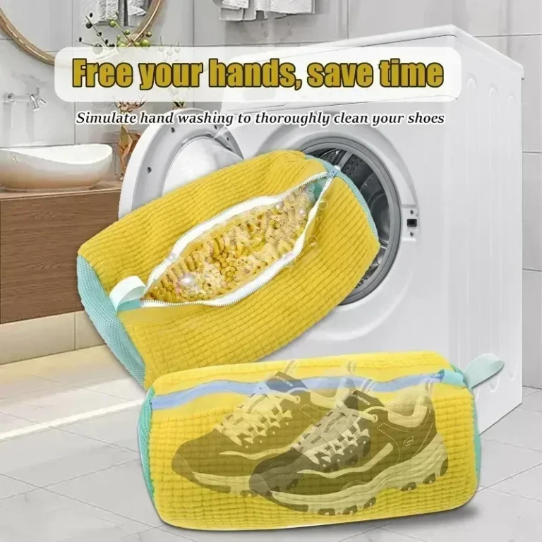 Machine Washable Shoe Washing & Drying Bag with Soft Fiber - Durable Polyester Laundry Protector for Shoes Adjustable Strap - Image 3