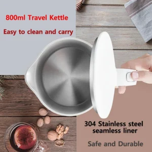 Travel Electric Kettle Tea Coffee 0.8L Stainless Steel Portable Water Boiler Pot For Hotel Family Trip Kitchen Smart Kettle Pot - Image 5