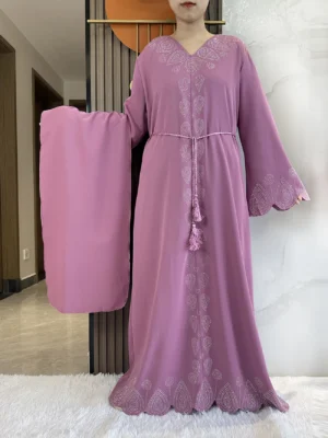 New 2024 Dubai Diamond Muslim Modest Dress for Women Elegant Arabic Femme Hijab Abaya 2024 Islamic Long Sleeve Turkey Clothing - Image 6