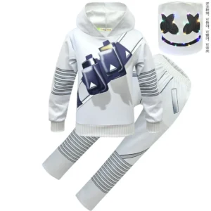 LED Marshmallow Boys Girls Mask For Dance Clown Cosplay Clothes Halloween Christmas Costume Party Game Fortnites Costumes Suit - Image 7