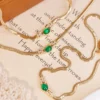 LUOWEND 100% 18K Yellow Gold Necklace Fashion Snake Bone Chain Shiny Diamond Natural Swat Emerald Necklace High Women's Jewelry - Image 4