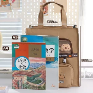 Kawaii Capybara Tutoring Bag, Primary School Student Canvas Storage File Bag, Cartoon Printing Large Capacity Tutoring Bag - Image 3