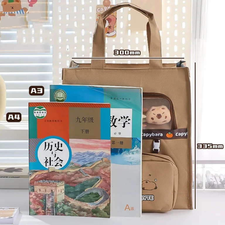 Kawaii Capybara Tutoring Bag, Primary School Student Canvas Storage File Bag, Cartoon Printing Large Capacity Tutoring Bag - Image 3