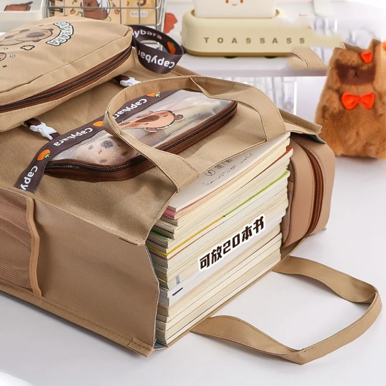 Kawaii Capybara Tutoring Bag, Primary School Student Canvas Storage File Bag, Cartoon Printing Large Capacity Tutoring Bag - Image 5