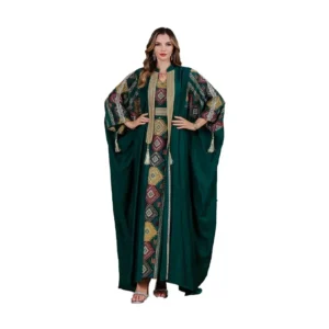 Eid Muslim 2 Piece Set Women Embroidery Dresses Open Abaya Suit Jalabiya Ramadan Dubai Kaftan Party Vestidos Cardigan Robe - Image 6