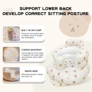 Infant Shining Baby Inflatable Sofa Children Puff Portable Bath Chairs PVC Multifunctional Seat Practice Sitting Bath Stool - Image 7