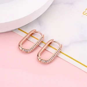 2024 NEW 925 Sterling Silver rectangular Hoop Earrings Inlaid Zircon Golden Earrings For Women Wedding Gift Luxury Jewelry - Image 5