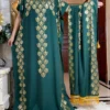 Dubai New Abaya For Women Summer Short Sleeve Cotton Dress Gold Stamping Loose Lady Maxi Islam African Dress With Big Scarf
