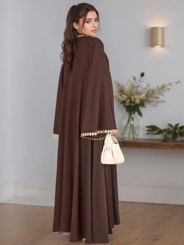 Muslim Womens Abaya with Gold Heart Loose Robe Dress Ideal for Islamic Modest Fashion Daily Wear Prayers Weddings Religiou Event - Image 3