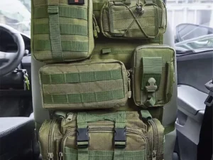 Tactical Car Seat Back Organizer Tactical Vehicle Panel Organizer with 5 Detachable Molle Pouches Universal fits Most of Vehicle