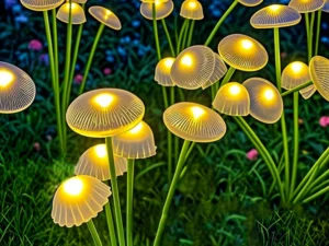 Solar Garden Lights Dual Mode LED Solar Mushroom Lights Waterproof Decor Yard Patio Pathway Jellyfish for Garden Ambiance