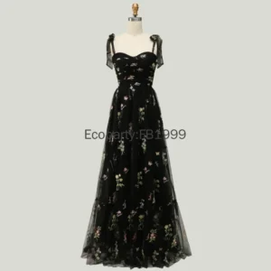 New Women Elegant Evening Party Dress 2025 Mesh Strap Sleeveless Lace Embroidery Dubai Banquet Gown Prom Dresses Female Vestidos - Image 4