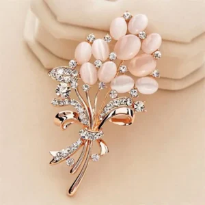 RAKOL 1PC Fashion Opal Stone Exquisite Flower Brooch Pin Garment Accessory Birthday Gift Brooches Women Rhinestone Brooch Pin