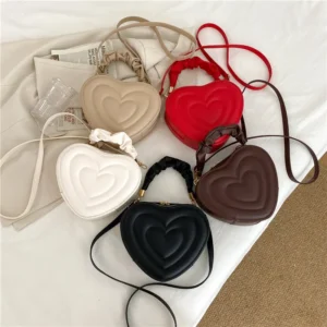 Fashion Love Heart Shape Shoulder Bag Small Handbags Designer Crossbody Bags For Women Solid Pu Leather Top Handle Bag - Image 7