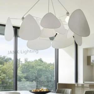 French Designer White fabric Screen Chandelier Kitchen Island Living Room Bedroom Leaf Grid Lamp House Decor Suspension Lighting - Image 4