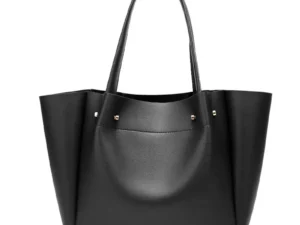 Fashionable PU Leather Tote Bag Women's Multi-purpose Shoulder Handbag Bucket Shape Soft Polyester Lining Zipper Closure