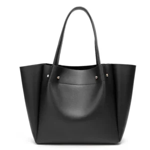 Fashionable PU Leather Tote Bag Women's Multi-purpose Shoulder Handbag Bucket Shape Soft Polyester Lining Zipper Closure