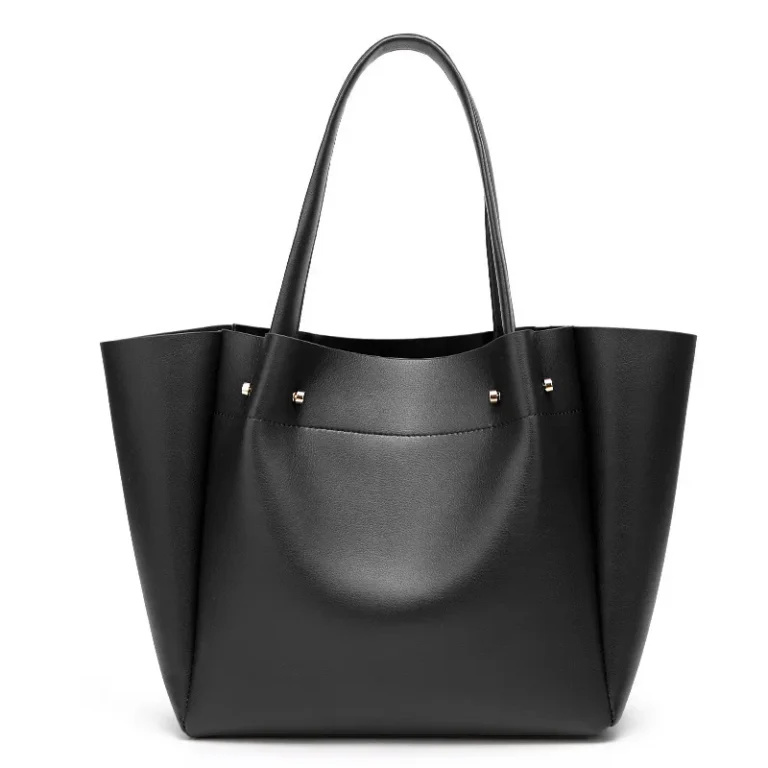 Fashionable PU Leather Tote Bag Women's Multi-purpose Shoulder Handbag Bucket Shape Soft Polyester Lining Zipper Closure