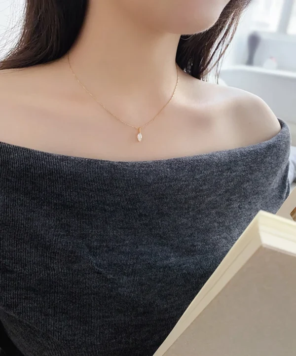 LUOWEND 100% 18K Rose Gold Necklace Women Shiny Marquise Cut GIA 0.50carat Real Natural Diamond Pendant Necklace Fine Jewelry - Image 6